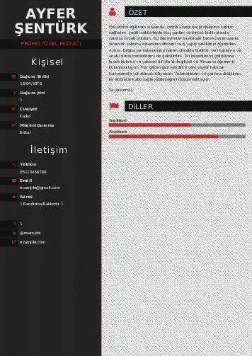 Pastacı Cv Örnekleri cv indir